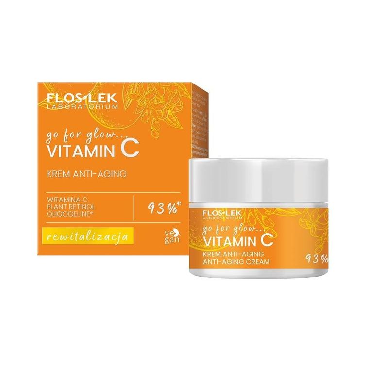 Floslek, Go For Glow Vitamin C, krem anti-aging na dzień i noc rewitalizacja, 50 ml