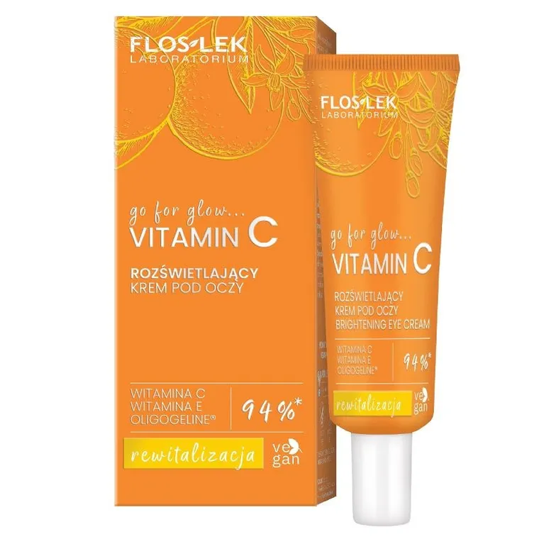 Floslek, Go For Glow Vitamin C, rozświetlający krem pod oczy, 30 ml