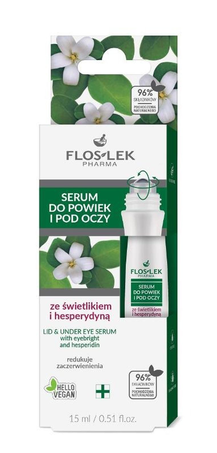 Floslek, oczy serum do powiek i pod oczy ze świetlikiem i hesperydyną, 15 ml