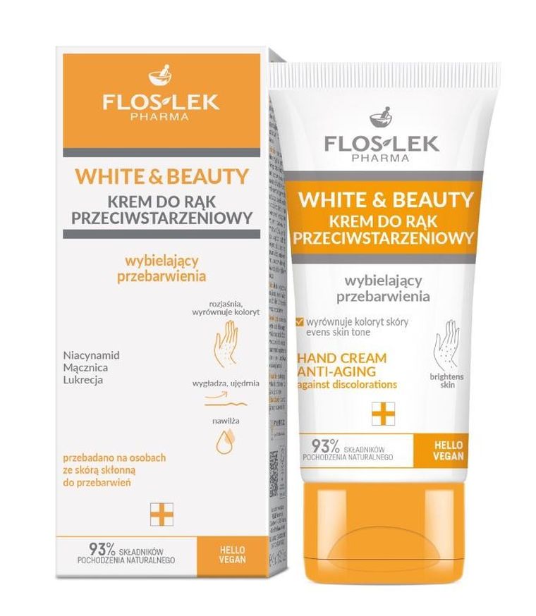 Floslek, Pharma White & Beauty, krem do rąk przeciwstarzeniowy - wybielający przebarwienia, 45 ml