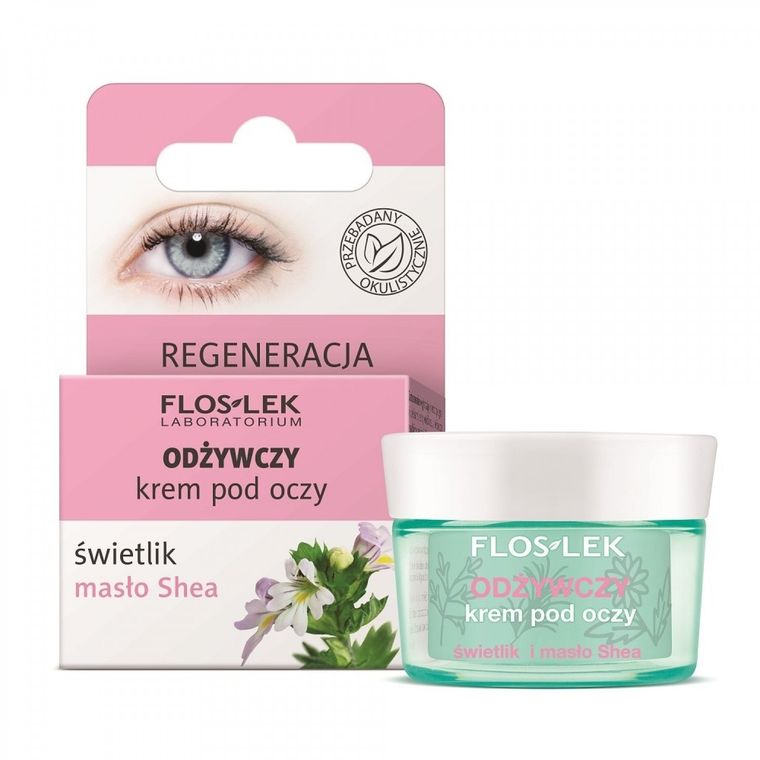 Floslek, Pielęgnacja oczu, krem pod oczy odżywczy, Świetlik-Masło Shea, 15 ml