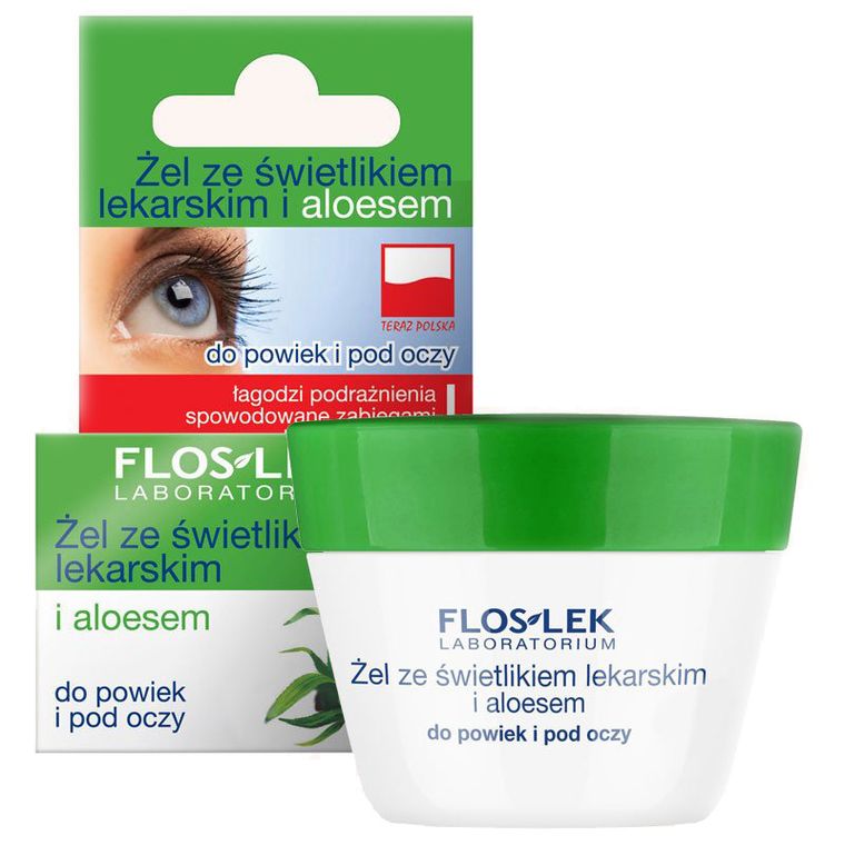 Floslek, Pielęgnacja oczu, żel do powiek ze świetlikiem i aloesem, słoik