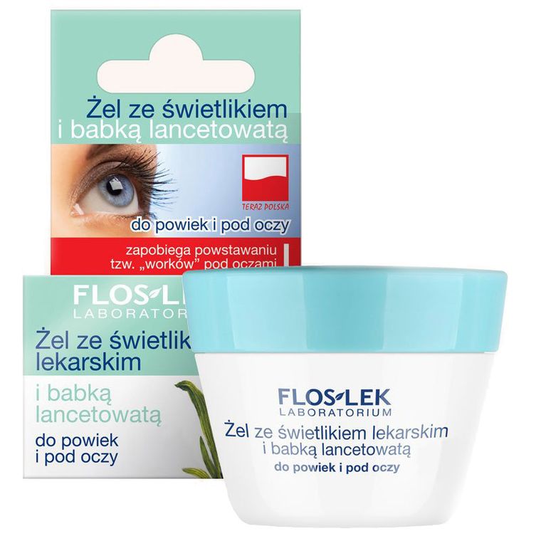 Floslek, Pielęgnacja oczu, żel do powiek ze świetlikiem i babką lancetowatą, słoik