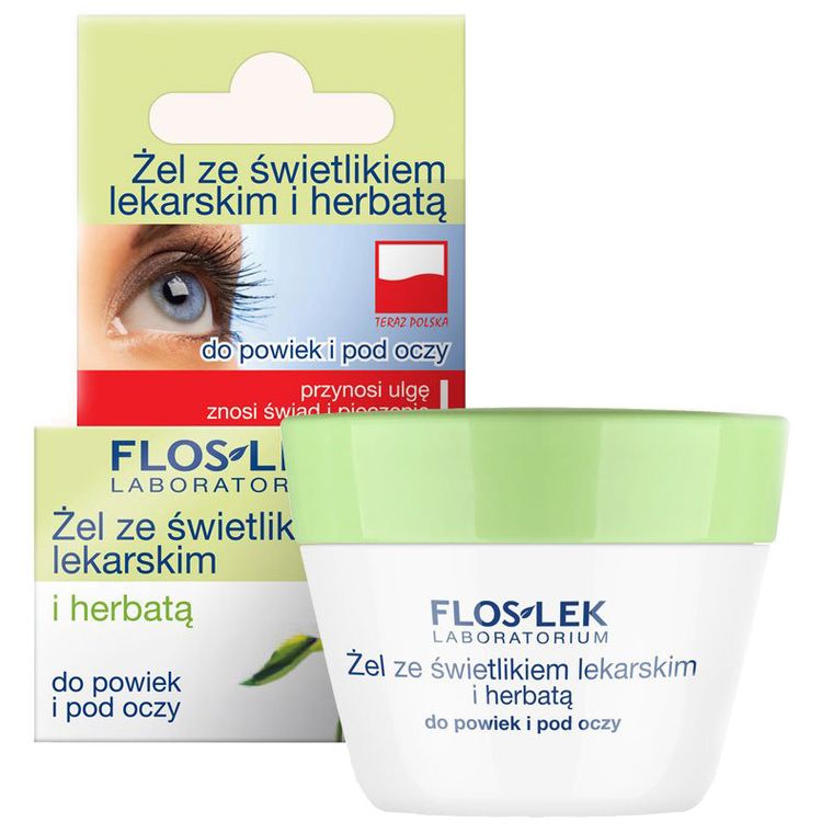 Floslek, Pielęgnacja oczu, żel do powiek ze świetlikiem i herbatą, słoik
