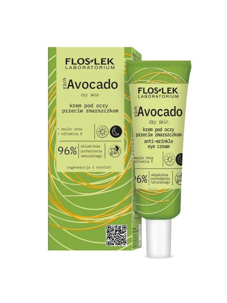Floslek, richAvocado, krem pod oczy przeciw zmarszczkom, skóra sucha, 30 ml
