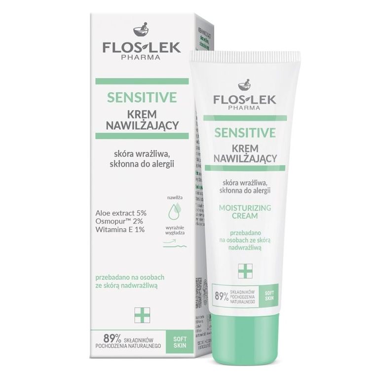 Floslek, Sensitive, krem nawilżający do twarzy, 50 ml