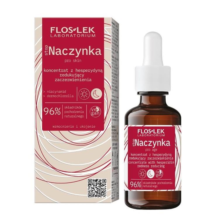 Floslek, Stop, naczynka koncentrat z hesperydyną redukujący zaczerwienienia na dzień i noc, 30 ml