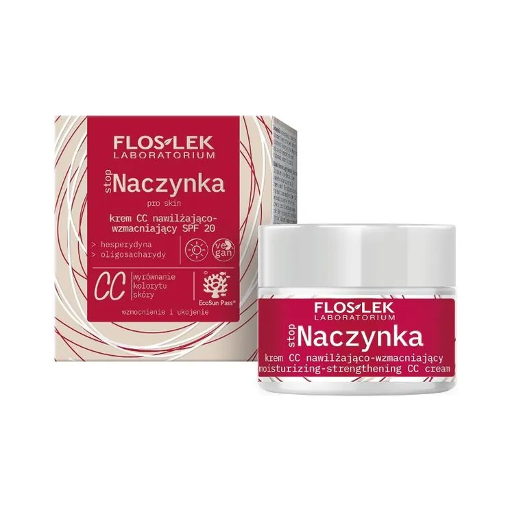 Floslek, Stop Naczynka, krem CC nawilżająco-wzmacniający SPF20 na dzień, 50 ml