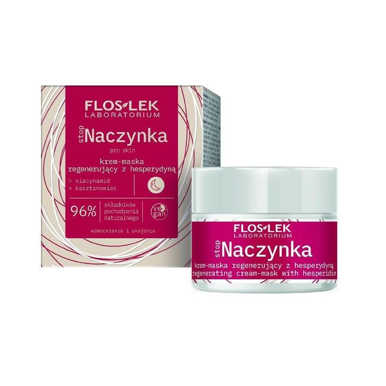 Floslek, Stop, naczynka krem-maska regenerujący z hesperydyną na noc, 50 ml