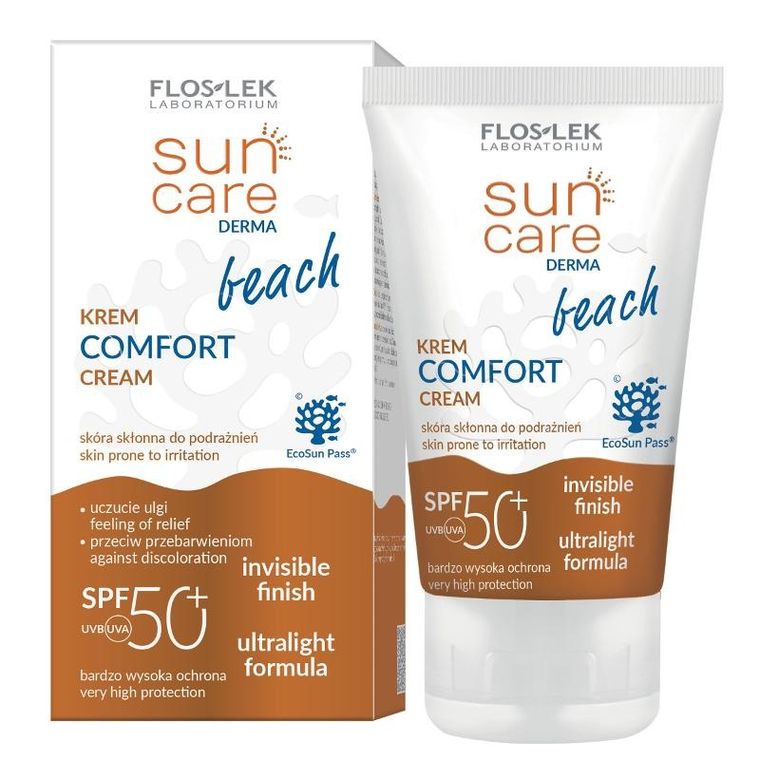 Floslek, Sun Care Derma, Beach, krem do twarzy i ciała comfort SPF50+, 50 ml