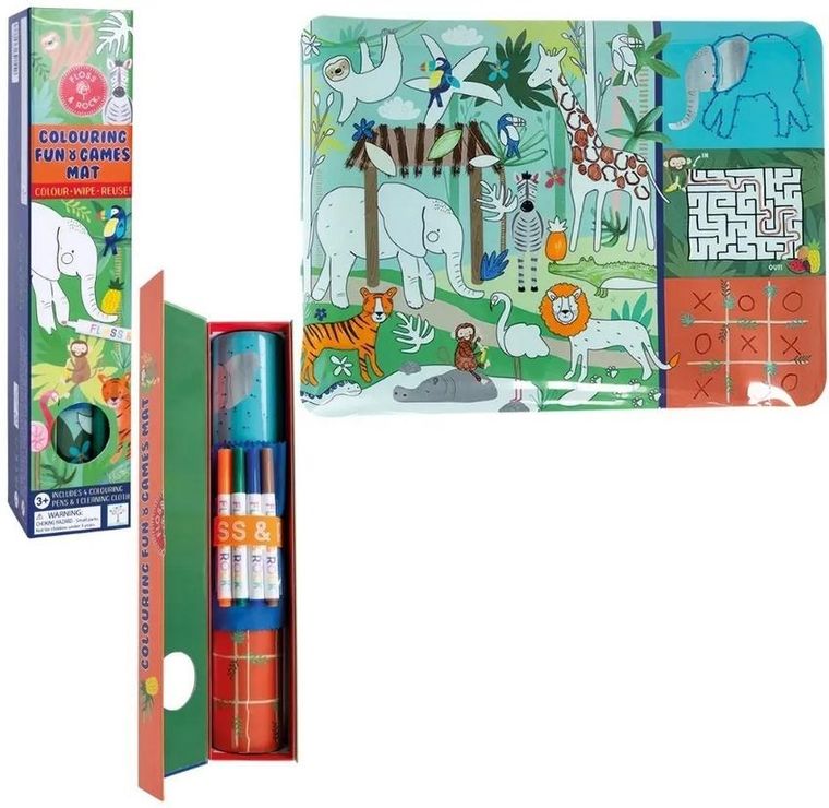 Floss & Rock, Dżungla, silikonowa mata z łamigłówkami i grami