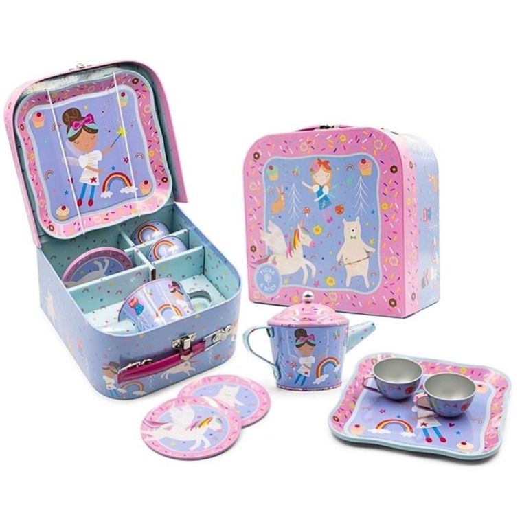 Floss & Rock, Tęczowe Wróżki, zestaw do herbaty w walizeczce, 7 elementów