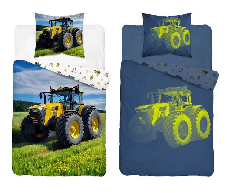 Fluo, komplet pościeli młodzieżowej, 160-200 cm + 70-80 cm, traktor