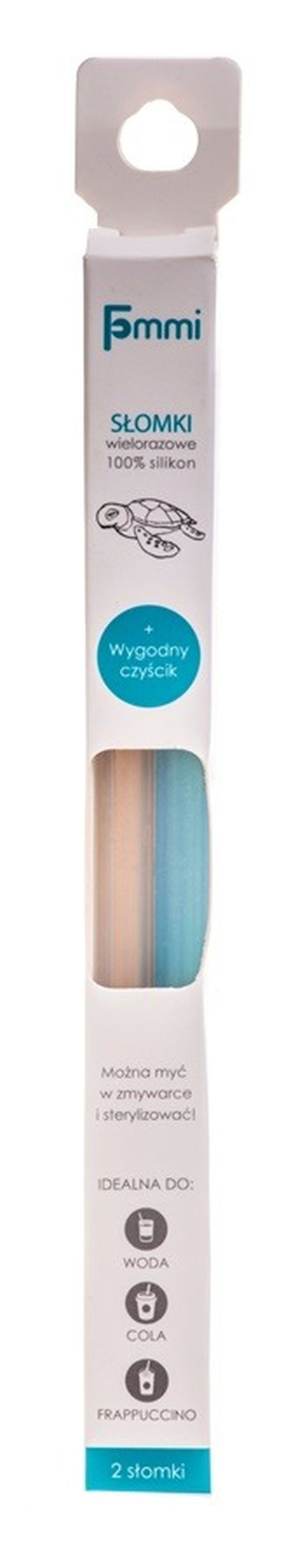 Fommi, słomka wielorazowa, szara, niebieska, 2 szt.