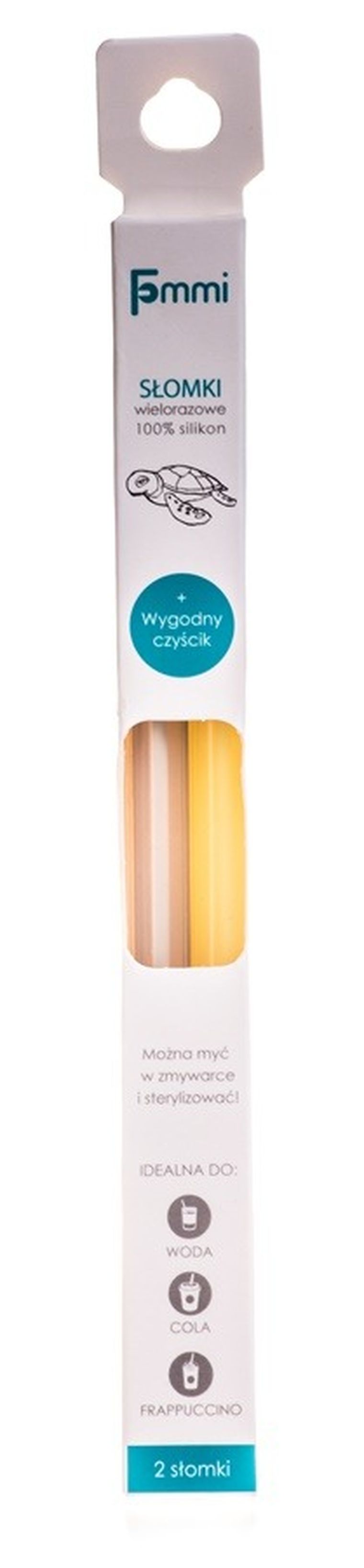 Fommi, słomka wielorazowa, szara, żółta, 2 szt.