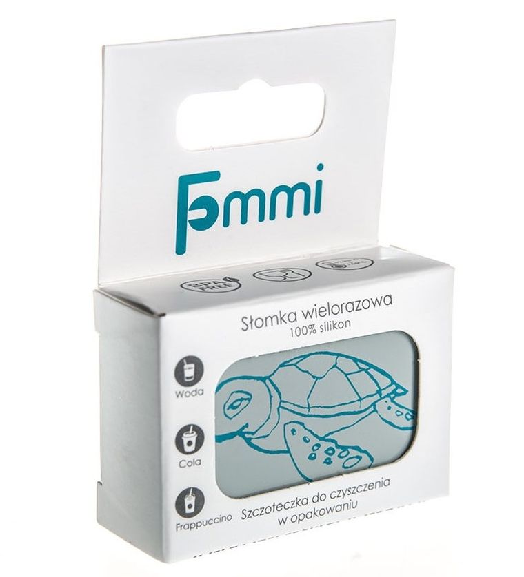 Fommi, słomka wielorazowa w pudełku, niebieska