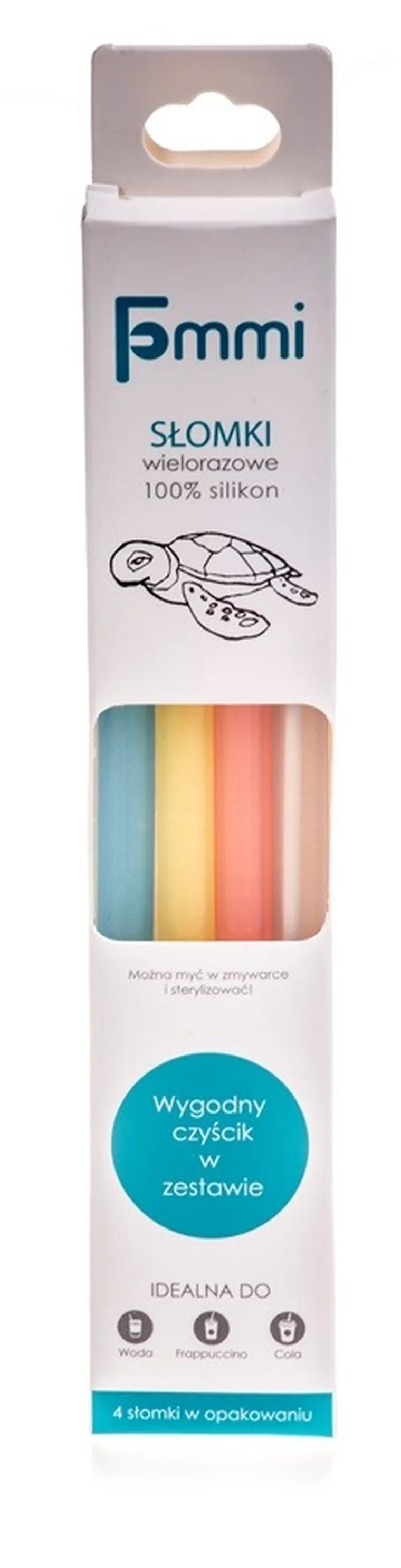 Fommi, słomka wielorazowa z czyścikiem, 4 szt.