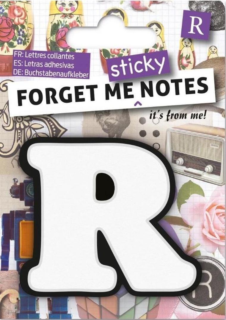 Forget me sticky notes, karteczki samoprzylepne, litera R
