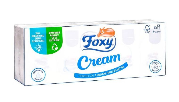 Foxy, chusteczki higieniczne z kremem nawilżającym, 10 szt.