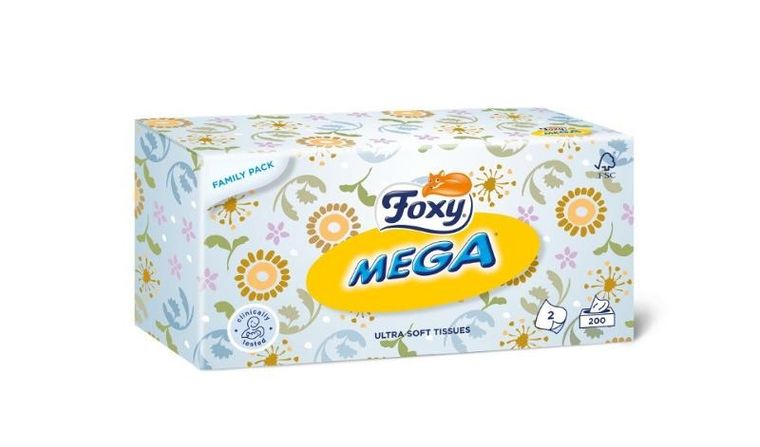 Foxy mega chusteczki higieniczne 2-warstwowe w kartoniku 200 sztuk