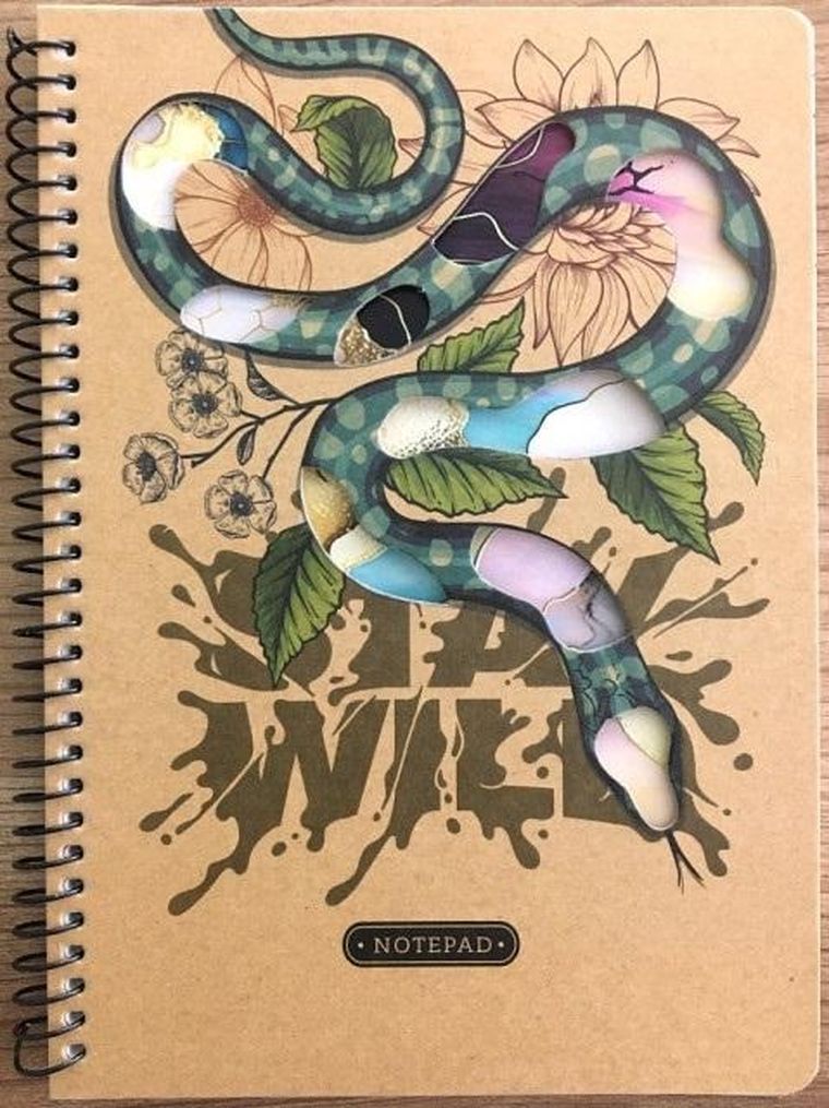 Fresh, kołonotatnik A5, 80 kartek, kratka, kraft, Wąż, 1 szt.