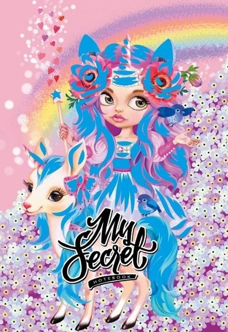 Fresh, pamiętnik, 48 kartek, kratka, brokat Jednorożce