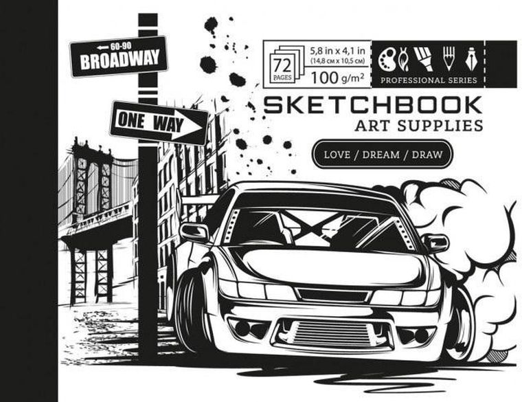 Fresh, szkicownik, 148-105 mm, 72 kartki, 100g, Samochód