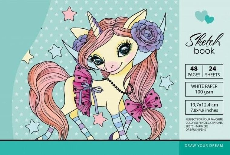 Fresh, szkicownik, 197-124 mm, 48 kartek, 100g, Jednorożec