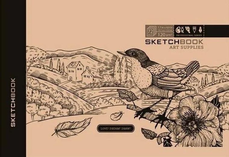 Fresh, szkicownik, 197-124 mm, 72 kartki, 120g, Retro ptaszek