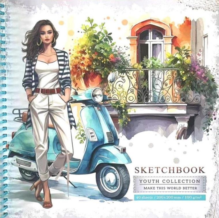 Fresh, szkicownik, 200-200 mm, 40 kartek, gładki, Kobieta, 1 szt.