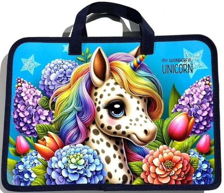 Fresh, teczka-torba zapinana na zamek z rączką A4+, Jednorożec