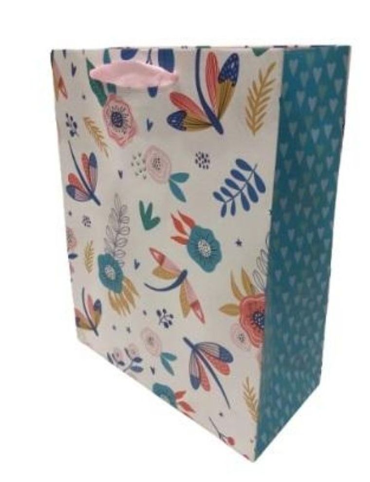 Fresh, torebka ozdobna, matowa, kwiaty, 35-37-12 cm