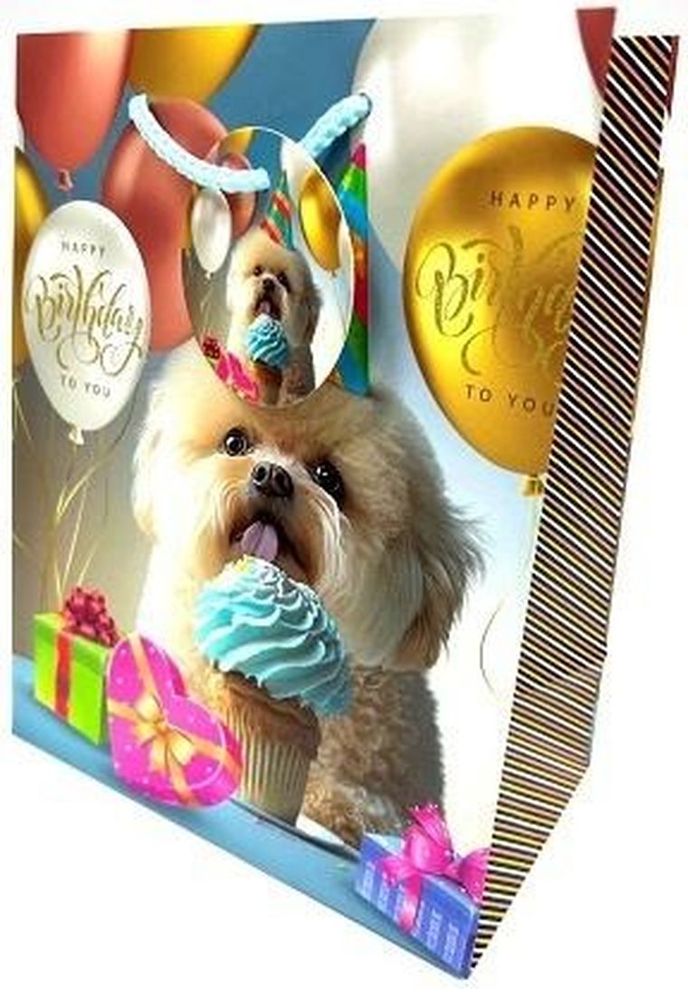 Fresh, torebka ozdobna, matowa, pies, 18-23-10 cm