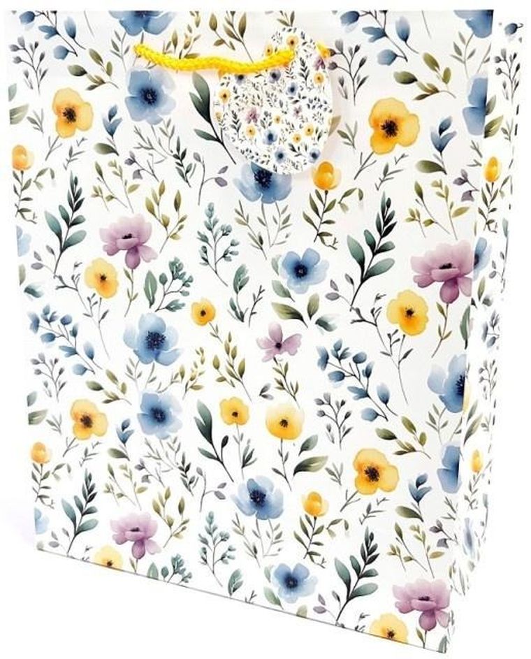 Fresh, torebka prezentowa, matowa, Kwiatuszki, 26-32-12 cm