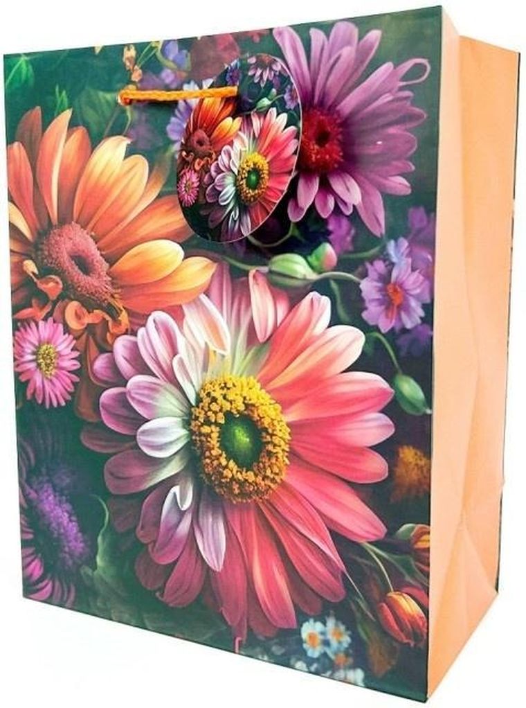 Fresh, torebka prezentowa, matowa, Kwiaty, 18-23-10 cm