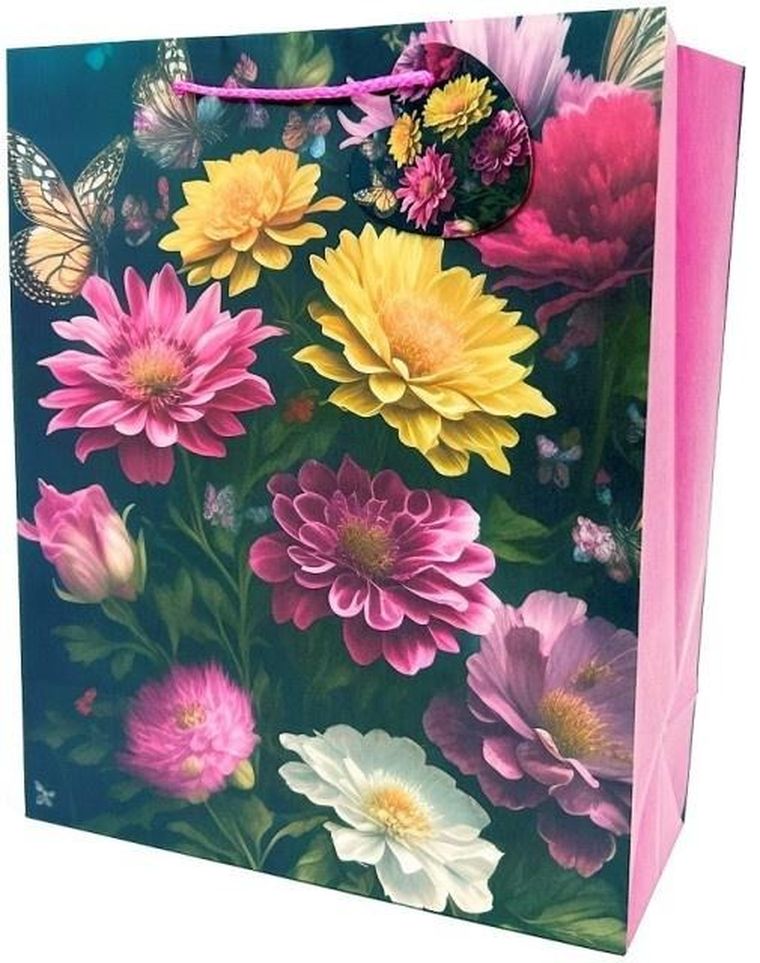 Fresh, torebka prezentowa, matowa, Kwiaty, 26-32-12 cm