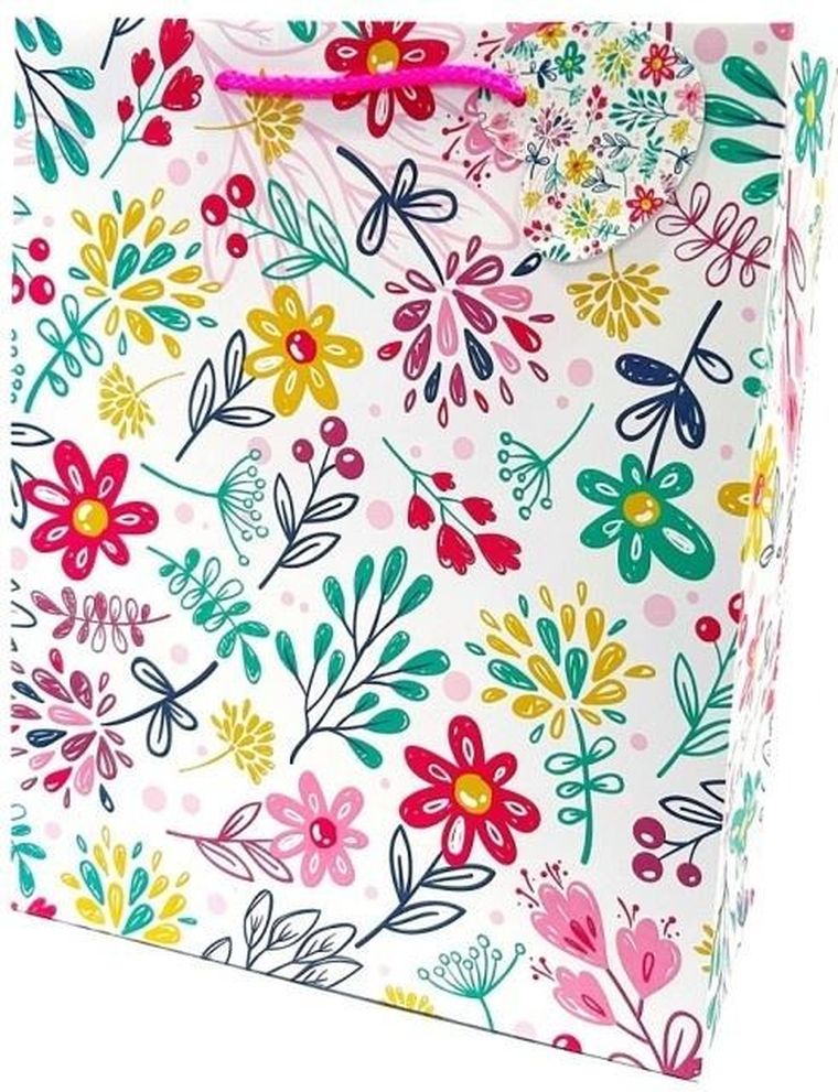 Fresh, torebka prezentowa, matowa, Kwiaty, 26-32-12 cm