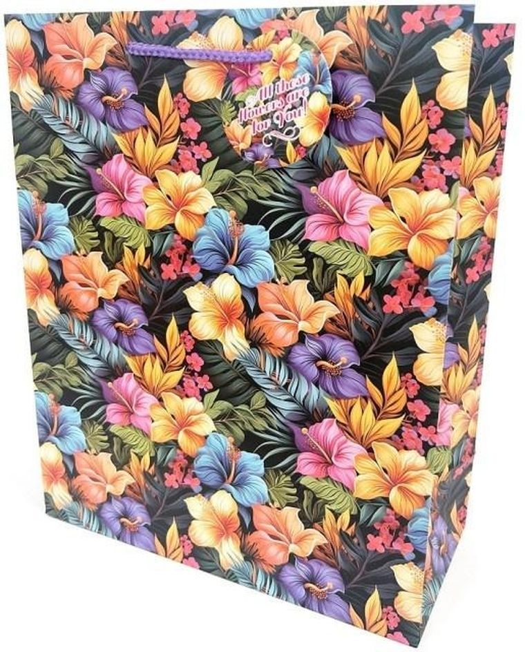 Fresh, torebka prezentowa, matowa, Kwiaty, 26-32-12 cm