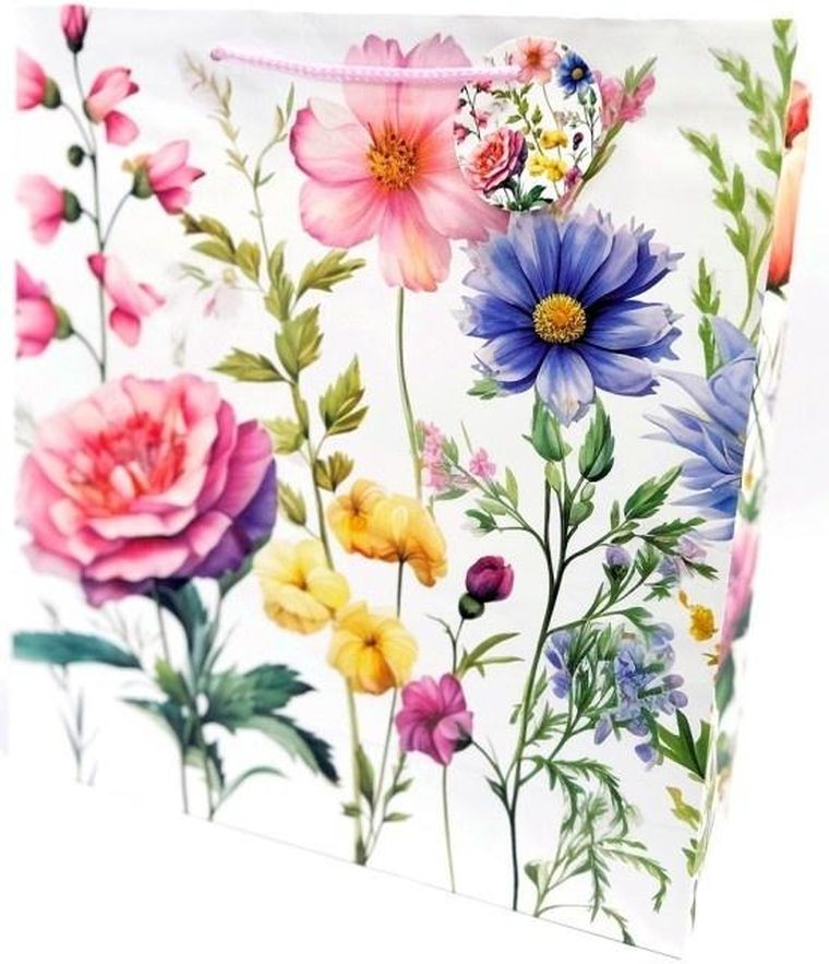 Fresh, torebka prezentowa, matowa, Kwiaty, 35-37-12 cm