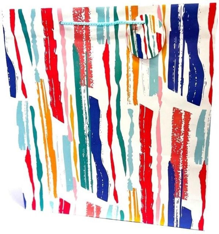 Fresh, torebka prezentowa, matowa, Paski, 35-37-12 cm