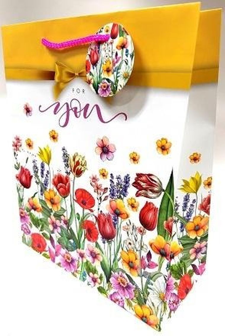 Fresh, torebka prezentowa, matowa, polne kwiaty, 26-32-12 cm