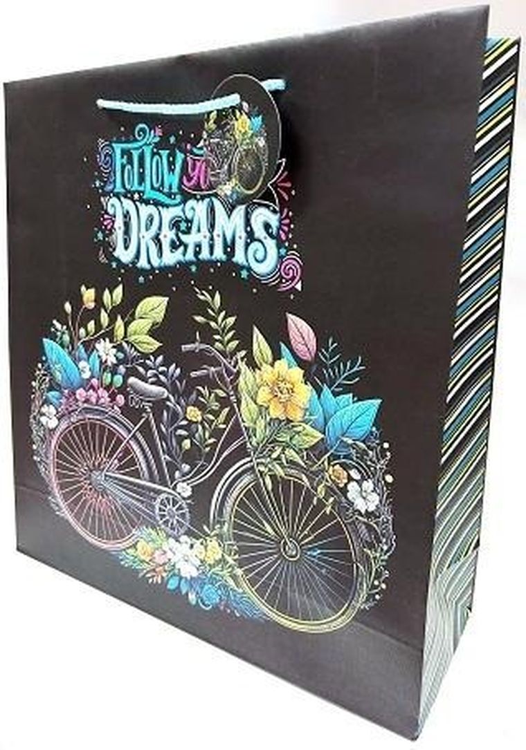 Fresh, torebka prezentowa, matowa, rower, 35-37-12 cm