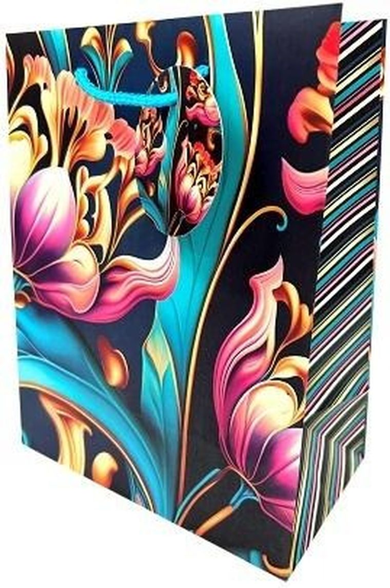 Fresh, torebka prezentowa, matowa, tulipany, 18-23-10 cm