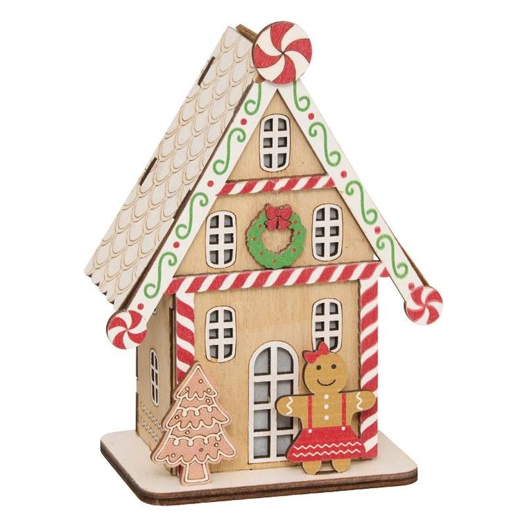 Fééric Lights and Christmas, lampion świąteczny LED, domek z piernika, 15 cm