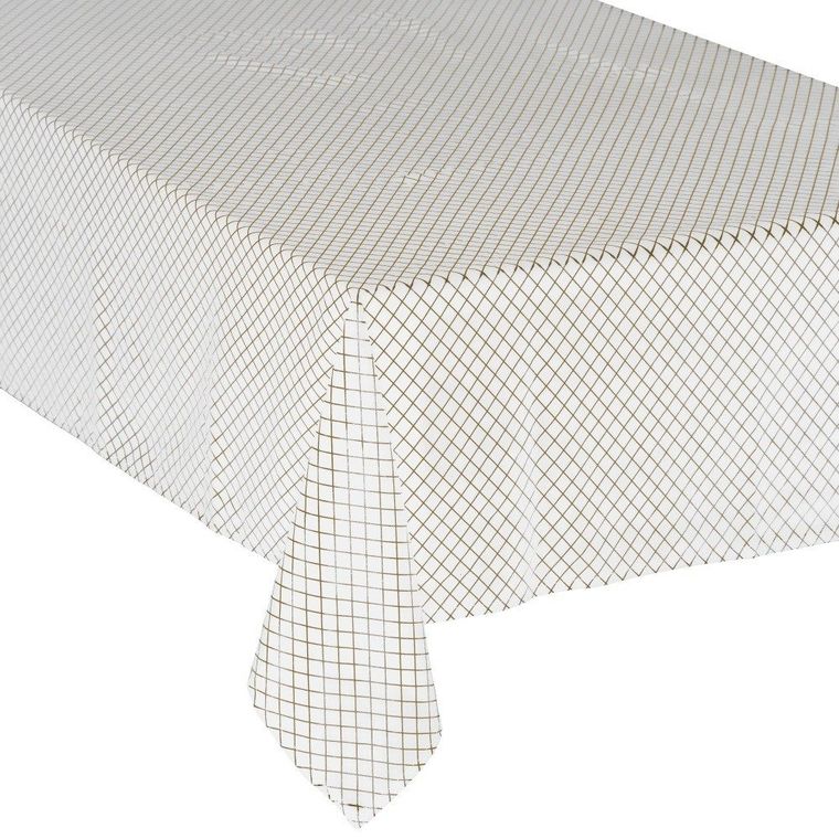 Fééric Lights and Christmas, obrus w kratę, 140-240 cm, biały