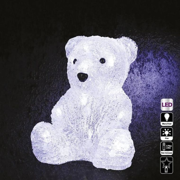 Fééric Lights and Christmas, ozdoba świetlna, zewnętrzna, miś z akrylu, 16 LED