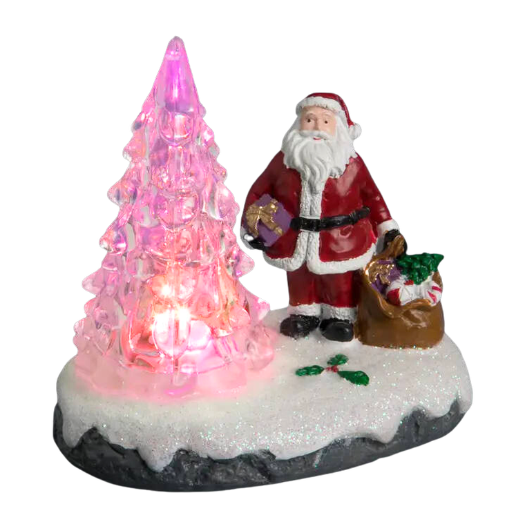 Fééric Lights and Christmas, stroik LED, Mikołaj z choinką