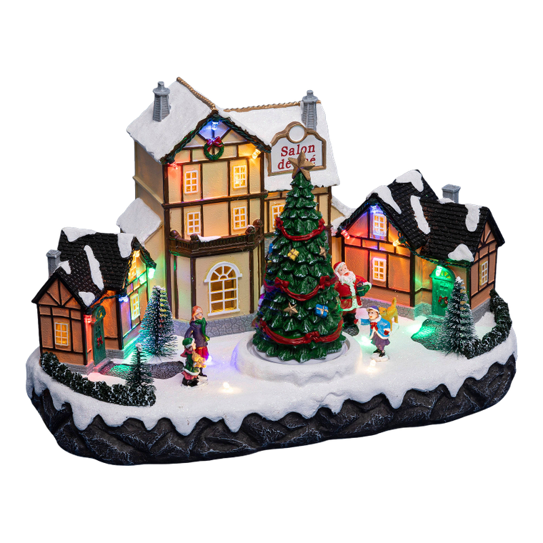 Fééric Lights and Christmas, szopka bożonarodzeniowa, kawiarenka, z oświetleniem led