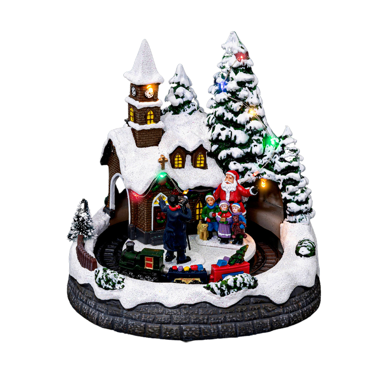 Fééric Lights and Christmas, szopka bożonarodzeniowa, kościółek, z oświetleniem led