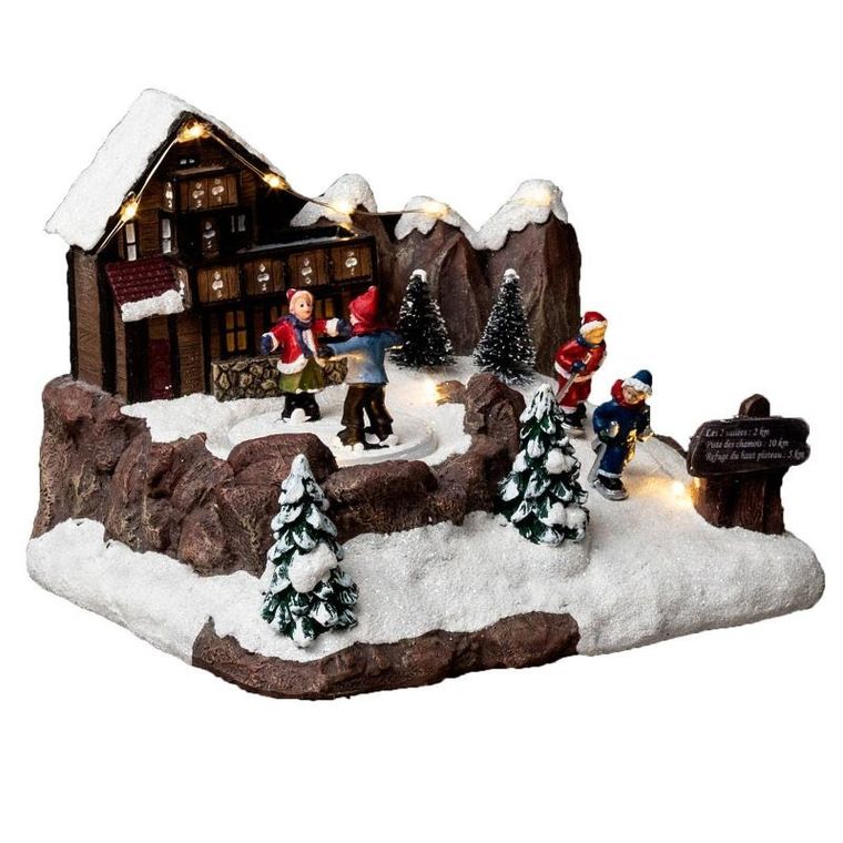 Fééric Lights and Christmas, szopka bożonarodzeniowa lodowisko, z oświetleniem led